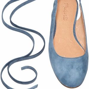 Madewell blue suede lace up flats